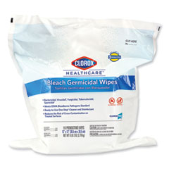 Bleach Germicidal Wipes, 1-Ply, 12 x 12, Unscented, White, 110/Bag