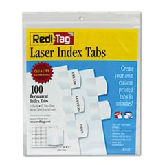 Laser Printable Index Tabs, 1/5-Cut Tabs, White, 1.13