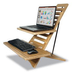 DC175A High Rise Acacia Wood Laptop Standing Desk, 24.7x11.8x24, Brown Woodgrain, Supports 20 lbs