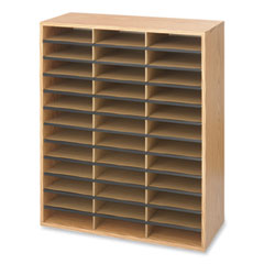 Wood/Corrugated Literature Organizer, 36 Compartments, 29 x 12 x 34.5, Medium Oak, Ships in 1-3 Business Days