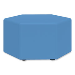 Learn 30" Hexagon Vinyl Ottoman, 30w x 30d x 18h, Blue, Ships in 1-3 Business Days