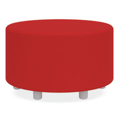 Learn 30" Cylinder Vinyl Ottoman, 30w x 30d x 18h, Red, Ships in 1-3 Business Days