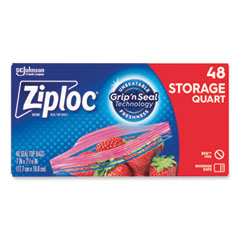 Double Zipper Storage Bags, 1 qt, 1.75 mil, 9.63" x 8.5", Clear, 9/Carton