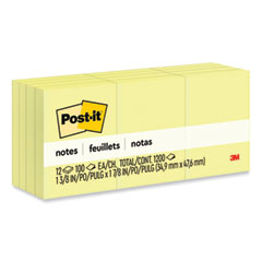 Original Pads in Canary Yellow, 1.38" x 1.88", 100 Sheets/Pad, 12 Pads/Pack