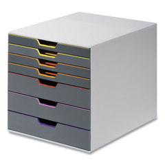 VARICOLOR Stackable Plastic Drawer Box, 7 Drawers, Letter to Folio Size Files, 11.5" x 14" x 11", Gray