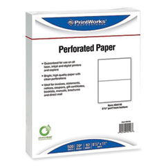 Perforated and Punched Paper, 20 lb Bond Weight, 8.5 x 11, White, 500/Ream, 5 Reams/Carton