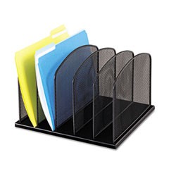 Onyx Mesh Desk Organizer with Upright Sections, 5 Sections, Letter to Legal Size Files, 12.5