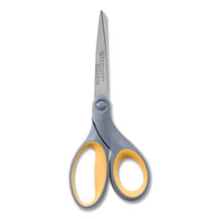 Titanium Bonded Scissors, 7" Long, 3" Cut Length, Straight Gray/Yellow Handle