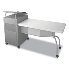 Edupod Teacher's Desk and Lectern Combo, 24" x 68" x 45", Gray Hammer Tone, Ships in 1-3 Business Days