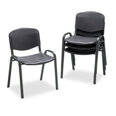 Stacking Chair, Supports Up to 250 lb, 18" Seat Height, Black Seat, Black Back, Black Base, 4/Carton