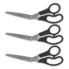 Value Line Stainless Steel Shears Value Pack, 8" Long, 3.5" Cut Length, Crane-Style Black Handle, 3/Pack