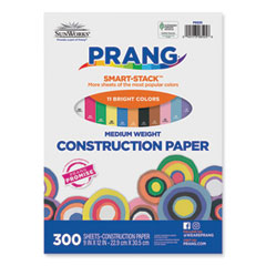 SunWorks Construction Paper Smart-Stack, 50 lb Text Weight, 9 x 12, Assorted, 300/Pack