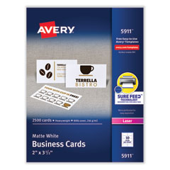 Avery® Perforated Business Cards for Laser Printers, 2" x 3"