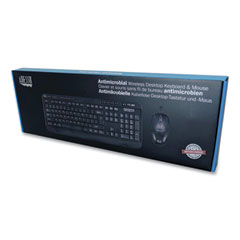 WKB-1320CB Antimicrobial Wireless Desktop Keyboard and Mouse, 2.4 GHz Frequency/30 ft Wireless Range, Black