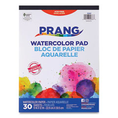 Prang Watercolor Paper Pad, Unruled, White/Multicolor Cover, 30 White 9 x 12 Sheets