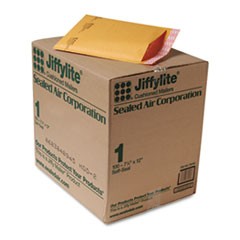 Jiffylite Self-Seal Bubble Mailer, #1, Barrier Bubble Lining, Self-Adhesive Closure, 7.25 x 12, Golden Kraft, 100/Carton