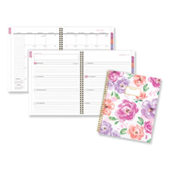 Badge Floral Weekly/Monthly Planner, Floral Artwork, 11 x 9.2, White/Multicolor Cover, 13-Month (Jan to Jan): 2024 to 2025