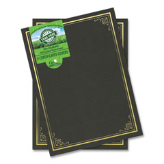 Certificate/Document Cover, 9.75" x 12.5", Black With Gold Foil, 5/Pack