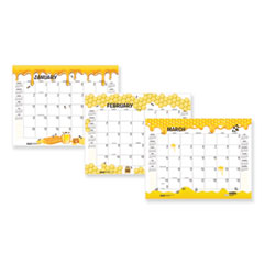 Recycled Honeycomb Desk Pad Calendar, 22 x 17, White/Multicolor Sheets, Brown Corners, 12-Month (Jan to Dec): 2024