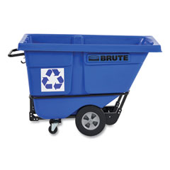 Rotomolded Recycling Tilt Truck, 1 cu yd, 1,250 lb Capacity, Plastic/Steel Frame, Blue