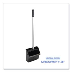 Lobby Dust Pan, 11.75 x 37, 34" Handle, Plastic/Aluminum, Black