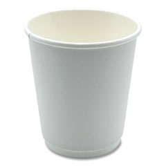 Paper Hot Cups, Double-Walled, 8 oz, White, 500/Carton