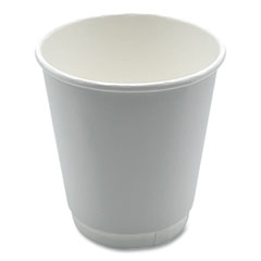 Paper Hot Cups, Double-Walled, 10 oz, White, 500/Carton