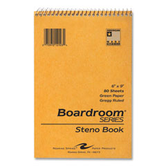 Boardroom Series Steno Pad, Gregg Ruled, Brown Cover, 80 Green 6 x 9 Sheets, 72 Pads/Carton, Ships in 4-6 Business Days