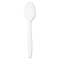 Guildware Heavyweight Plastic Teaspoons, White, 100/Box, 10 Boxes/Carton