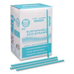 Marine Biodegradable Straws, 7.75", Ocean Blue, 6,000/Carton