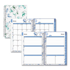 Lindley Weekly/Monthly Planner, Lindley Floral Artwork, 8 x 5, White/Blue/Green Cover, 12-Month (Jan to Dec): 2024