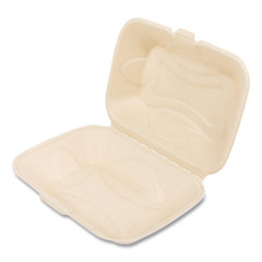 Bagasse PFAS-Free Food Containers, Hoagie/Hinged Lid, 1-Compartment, 6 x 3 x 9, Tan, Bamboo/Sugarcane, 250/Carton