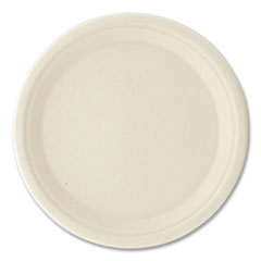 Bagasse PFAS-Free Dinnerware, Plate, 10" dia, Tan, 500/Carton