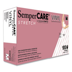 Stretch Vinyl Examination Gloves, Cream, Medium, 100/Box