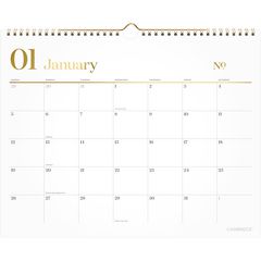 WorkStyle Monthly Wall Calendar, 15 x 12, White/Gold Sheets, 12-Month (Jan to Dec): 2025