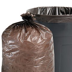 100% Recycled Plastic Garbage Bags, 33gal, 1.5mil, 33 x 40, Brown/Black, 100/CT