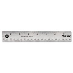 Stainless Steel Office Ruler With Non Slip Cork Base, Standard/Metric, 15" Long