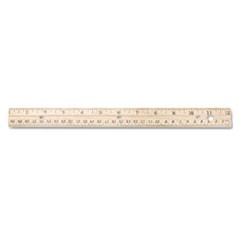 Hole Punched Wood Ruler English and Metric With Metal Edge, 12