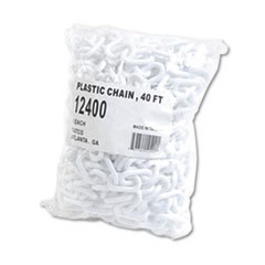 Crowd Control Stanchion Chain, Plastic, 40ft, White