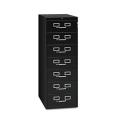 Seven-Drawer Multimedia/Card File Cabinet, Black, 19.13" x 28.5" x 52"