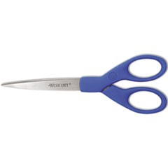 Preferred Line Stainless Steel Scissors, 7" Long, 2.5" Cut Length, Straight Blue Handle