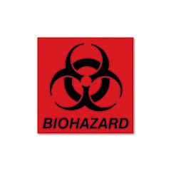 Biohazard Decal, 5-3/4 x 6, Fluorescent Red