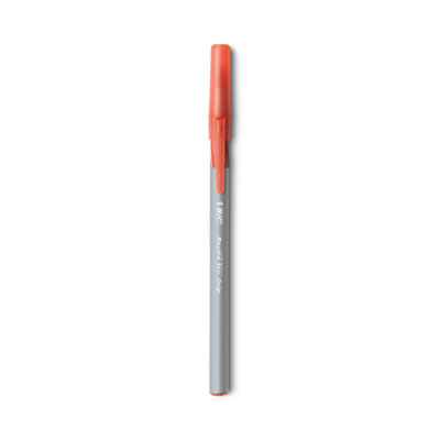 Round Stic Grip Xtra Comfort Ballpoint Pen, Easy-Glide, Stick, Medium 1.2 mm, Red Ink, Gray/Red Barrel, Dozen