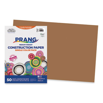 SunWorks Construction Paper, 50 lb Text Weight, 12 x 18, Light Brown, 50/Pack